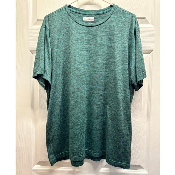 Columbia Men's Size Large Heather Green Short Sleeve Stretch Athleisure T-Shirt - Picture 1 of 5